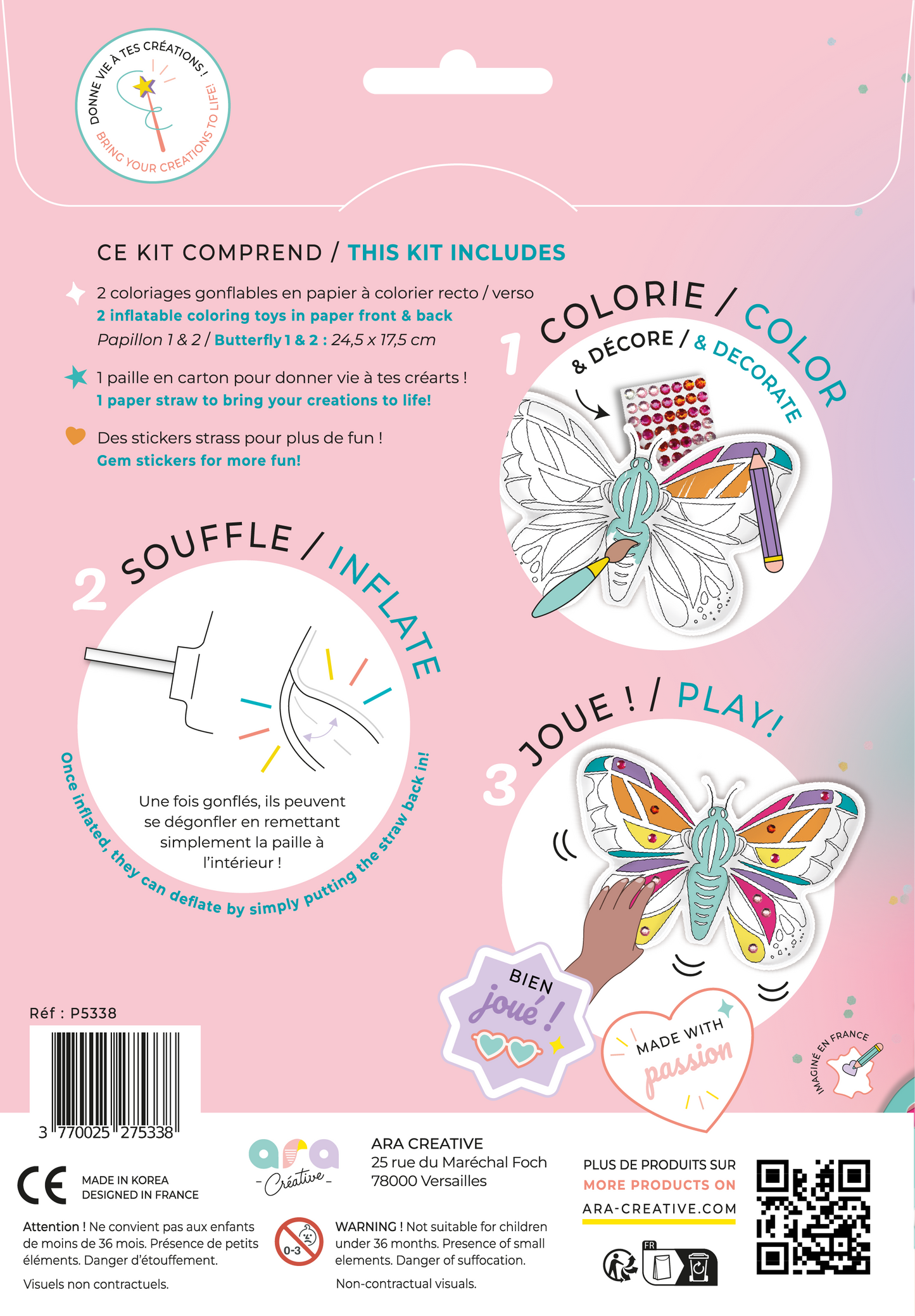 Inflable Mariposa y Pegatinas Brillantes-ARA CRÉATIVE