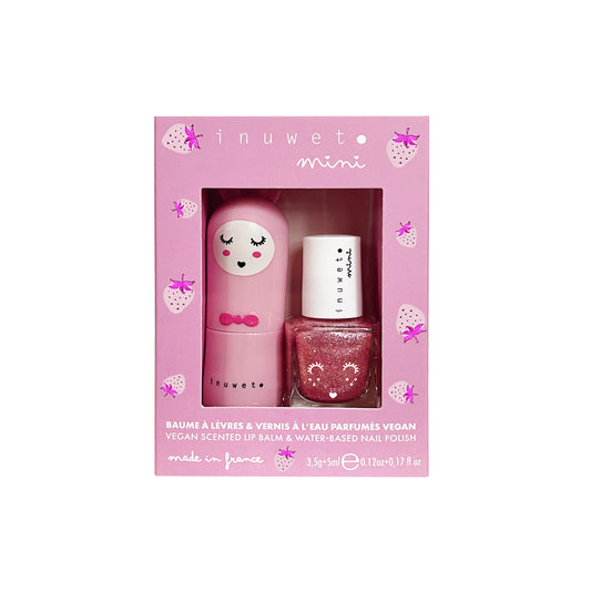Pack bálsamo labial y esmalte de uñas FRESA- INUWET