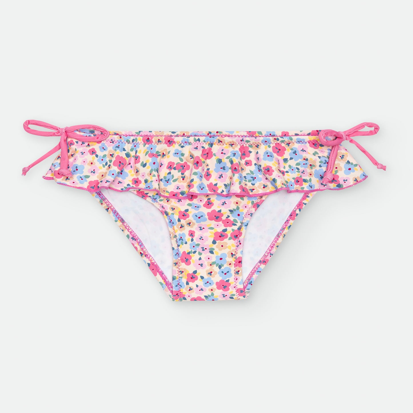 Bañador culetin niña Flores coral- WATERLEMON