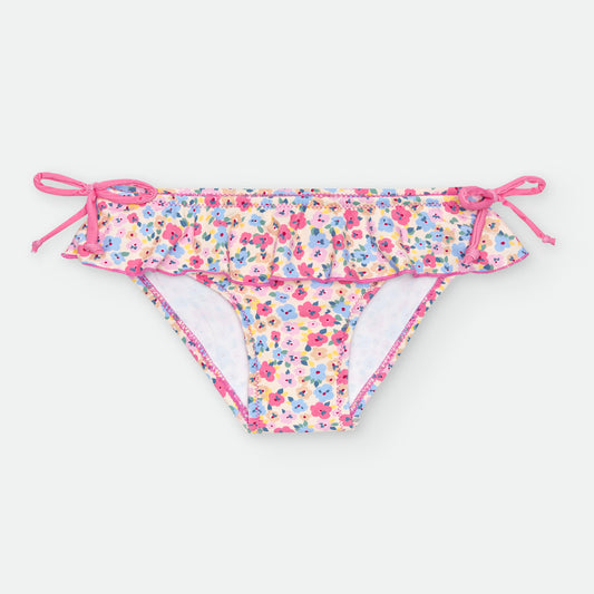 Bañador culetin niña Flores coral- WATERLEMON