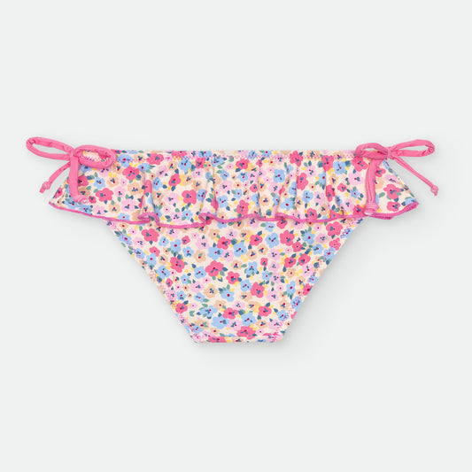 Bañador culetin niña Flores coral- WATERLEMON