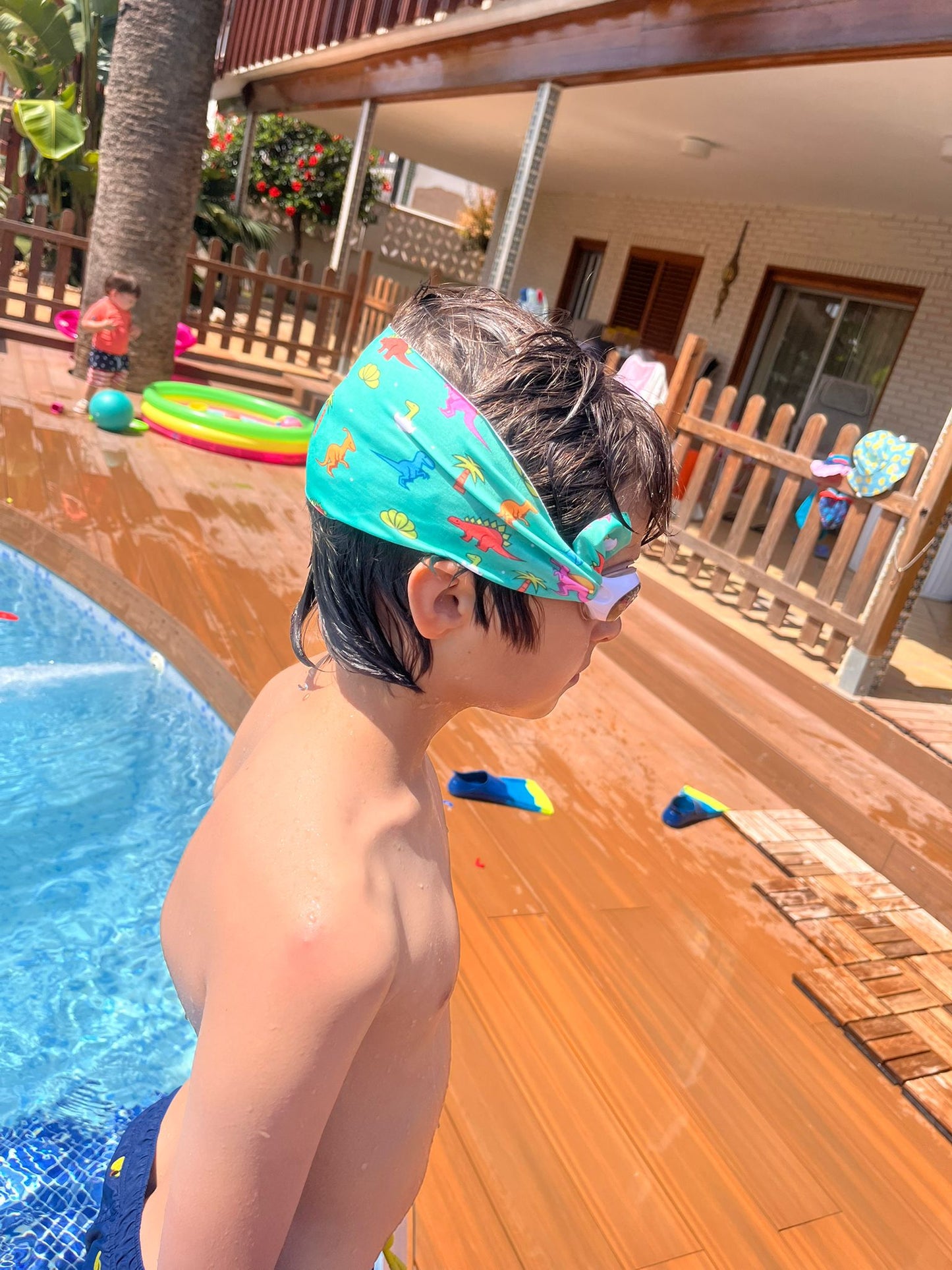 Gafas de Natación Azules con turbante Dinos-FUNWATER