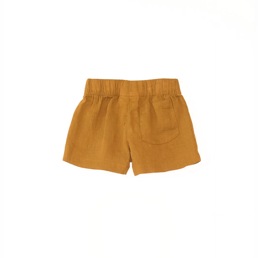 Pantalón corto lino mostaza- PLAY UP