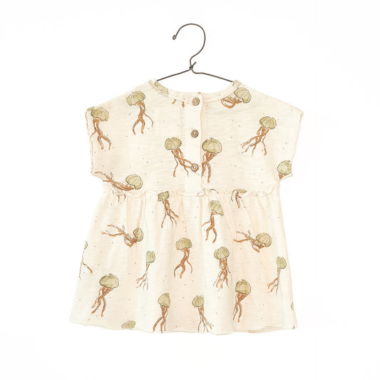 Vestido jersey flamé estampado medusas verde- PLAY UP