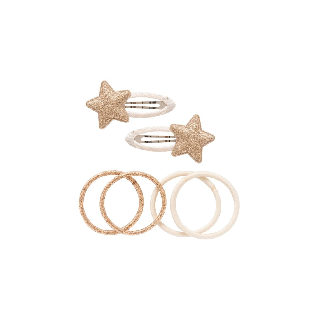 Set de clips estrellas y gomas dorado -BILLY LOVES AUDREY
