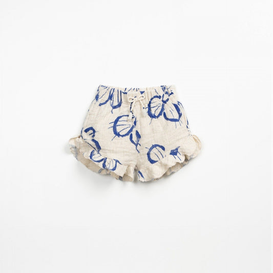 Pantalón corto estampado de flores azules- PLAY UP