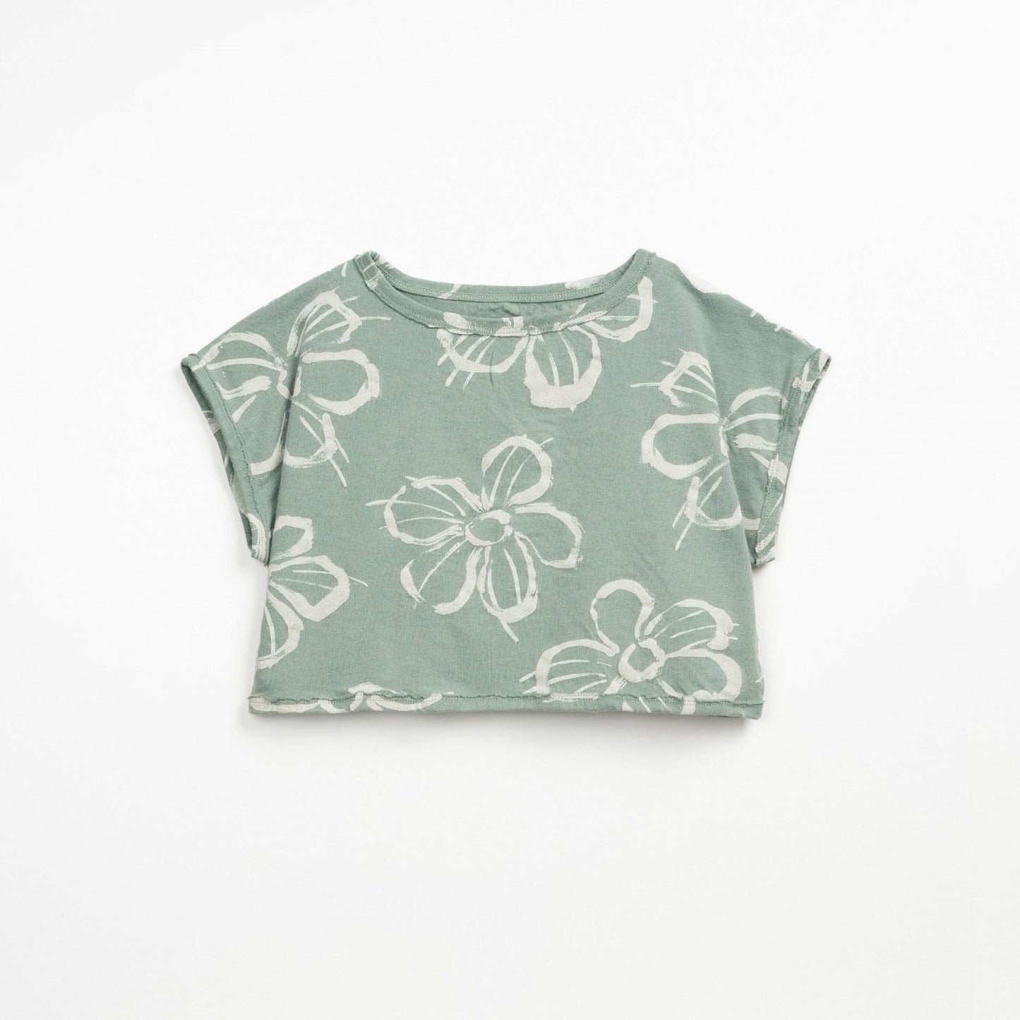 Camiseta estampada flores verde- PLAY UP