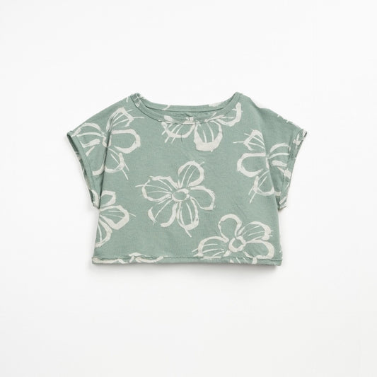 Camiseta estampada flores verde- PLAY UP