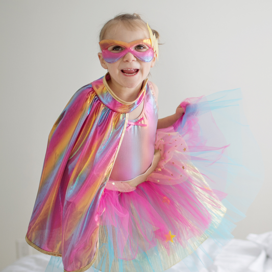 Pack disfraz tutu, capa y máscara rosa y dorado - GREAT PRETENDERS