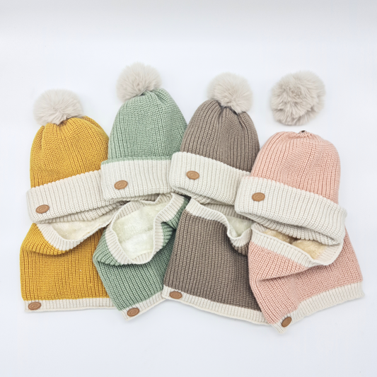 Conjunto de gorro y cuello de canalé bicolor- Monnuage