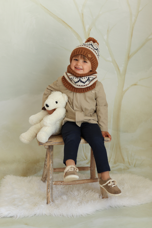 Conjunto de gorro y cuello de jacquard punto grueso- MONNUAGE