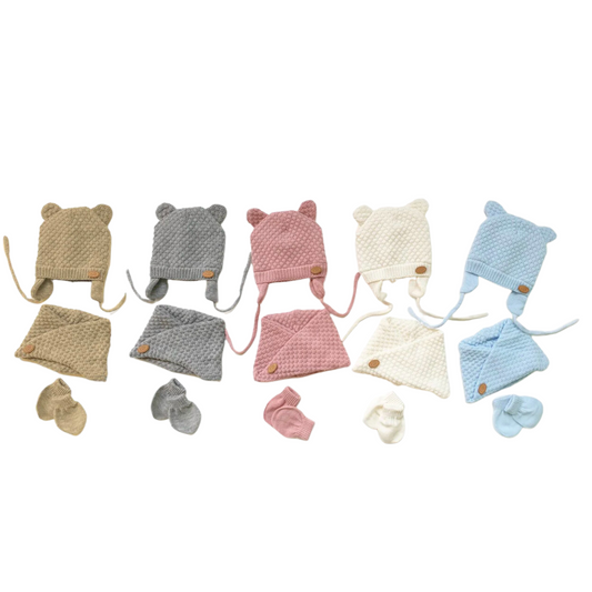 Conjunto de gorro, cuello cruzado y manoplas- Monnuage