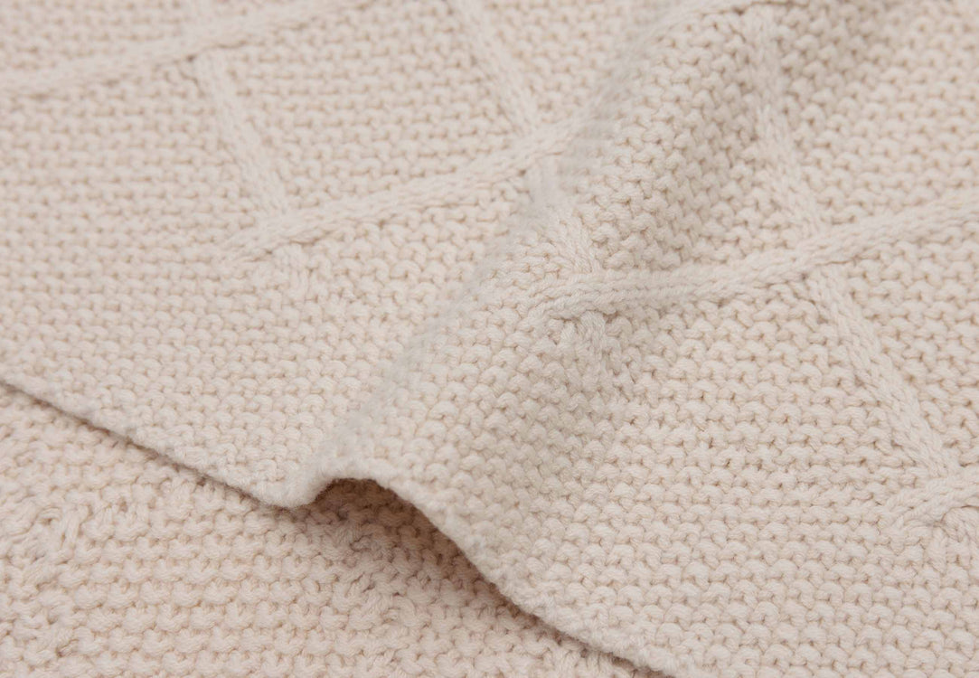 Manta de punto de cuadros con textura cruda- JOLLEIN