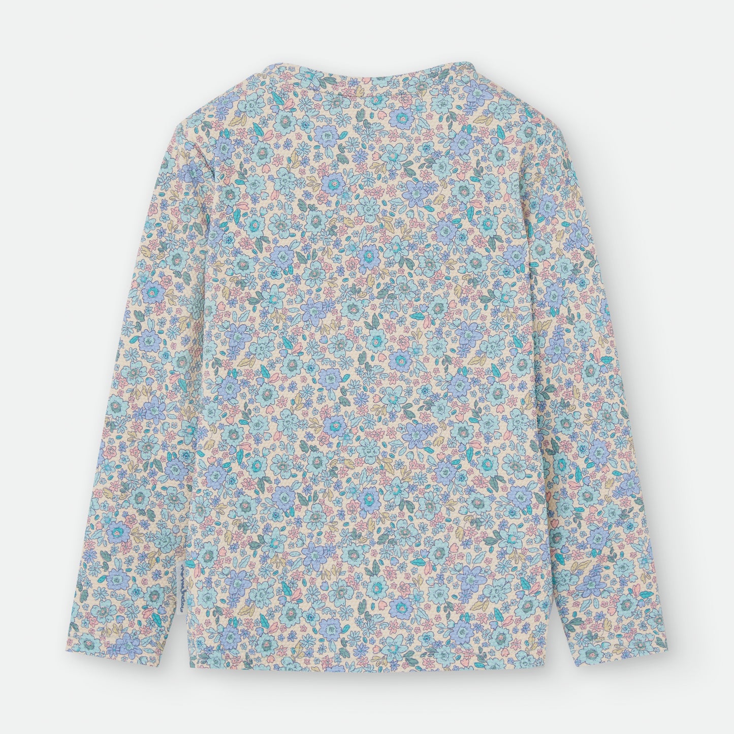 Camiseta Solar Manga Flores Azules- WATERLEMON