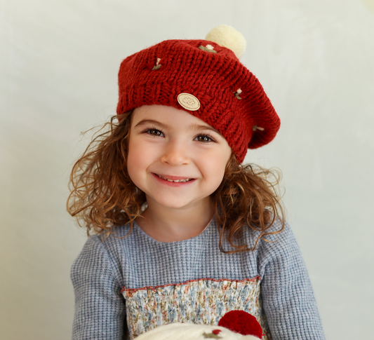 Boina punto grueso flores bordadas- MONNUAGE