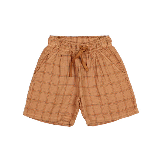 Pantalón corto de muselina cuadros - BÚHO
