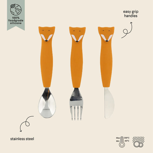Cubiertos de 3 piezas de silicona Mr. Fox-TRIXIE