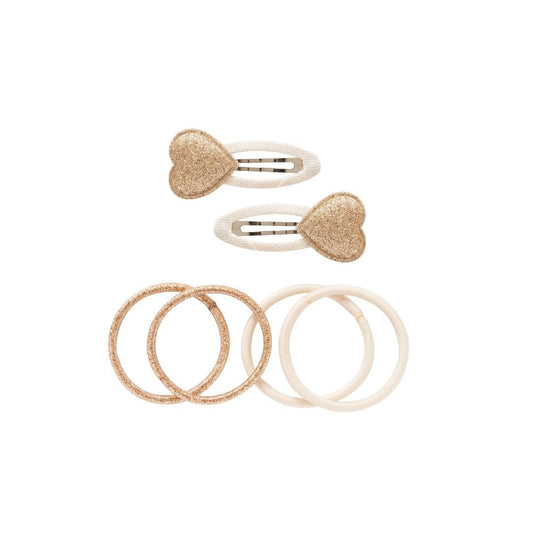 Set de clips Corazón y gomas Doradas -BILLY LOVES AUDREY