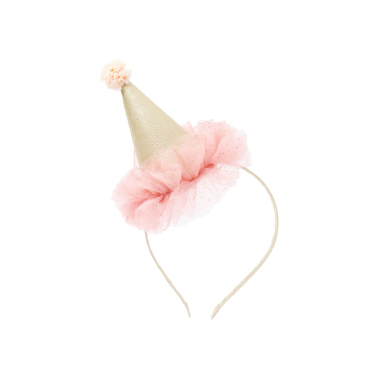 Diadema Alice con sombrero de fiesta Tilda (Crema-Rosa)-BILLY LOVES AUDREY