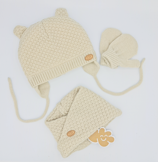 Conjunto de gorro, cuello cruzado y manoplas- Monnuage