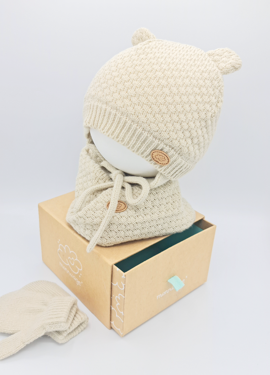 Conjunto de gorro, cuello cruzado y manoplas- Monnuage