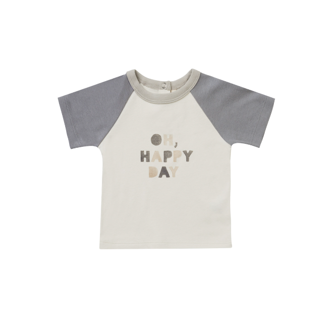 Camiseta Ranglan Block Color OH, HAPPY DAY- QUINCY MAE