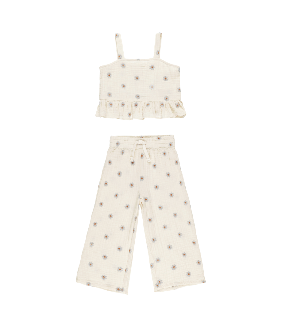Conjunto top + pantalón bordado blue daisies- RYLEE + CRU