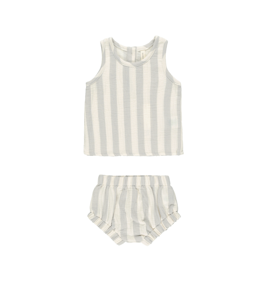 Conjunto top + short estampado rayas azules- QUINCY MAE