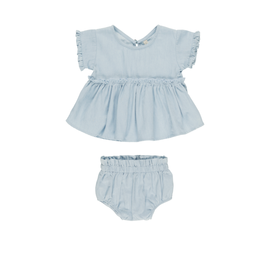 Vestido con culetín de Chambray- QUINCY MAE