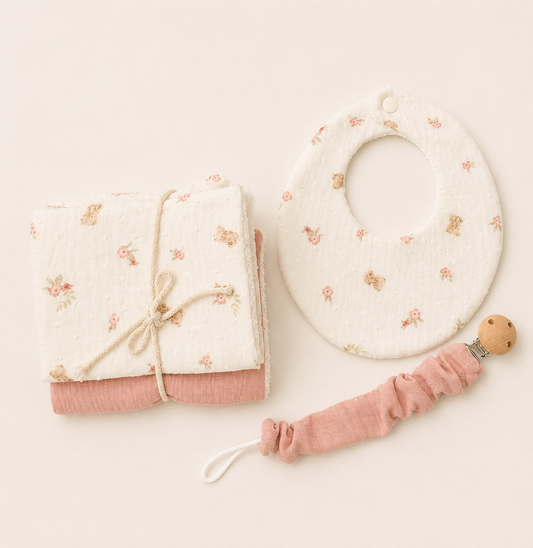 Pack Toallitas Lactancia Rosa - Flores y Perritos-REPUNTS BY RAQUEL
