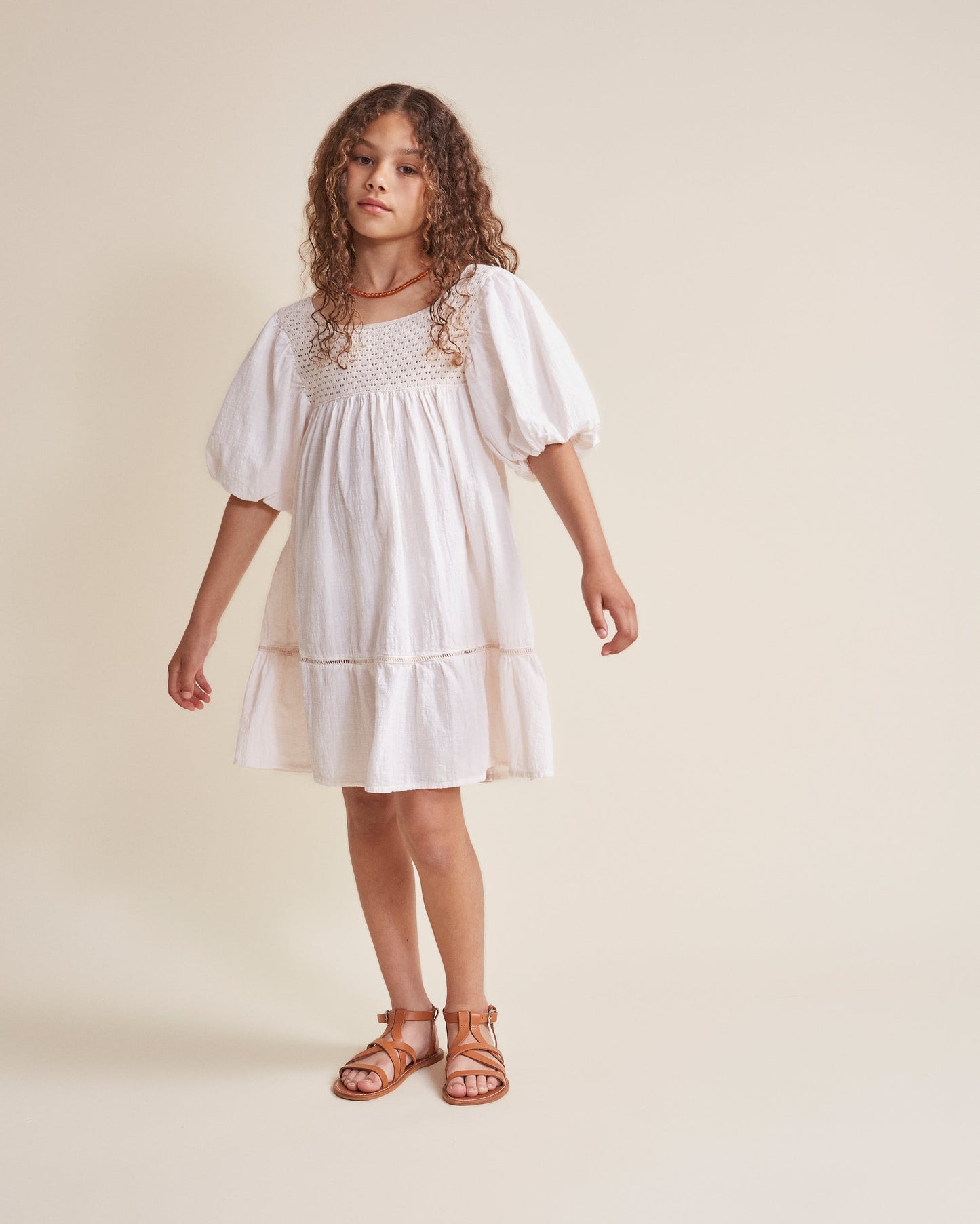 Vestido combinado con mangas abullonadas - BÚHO