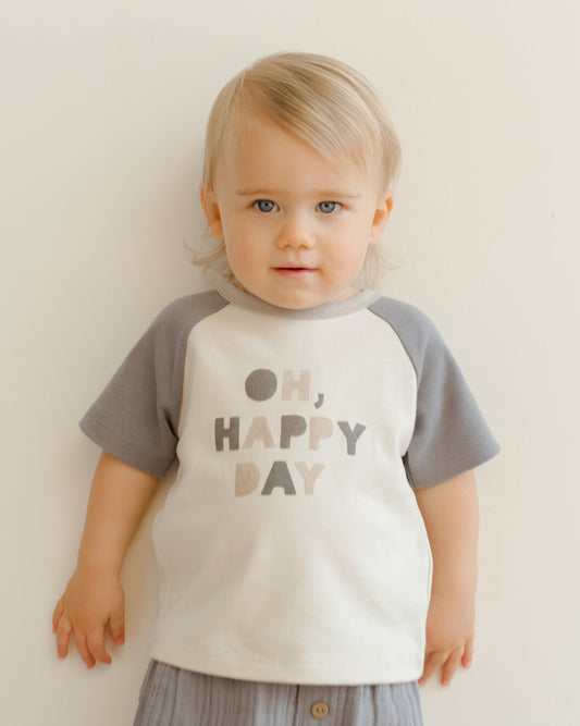 Camiseta Ranglan Block Color OH, HAPPY DAY- QUINCY MAE