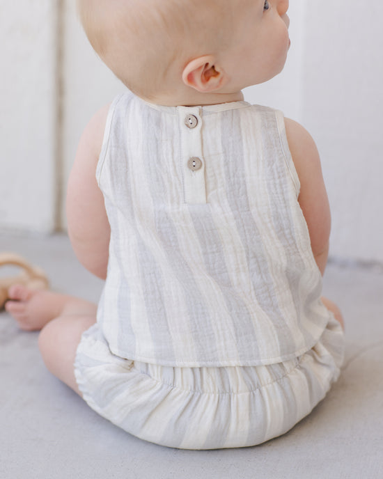 Conjunto top + short estampado rayas azules- QUINCY MAE