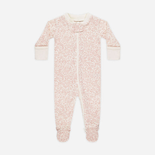 Pijama con pies estampado flores malva- QUINCY MAE
