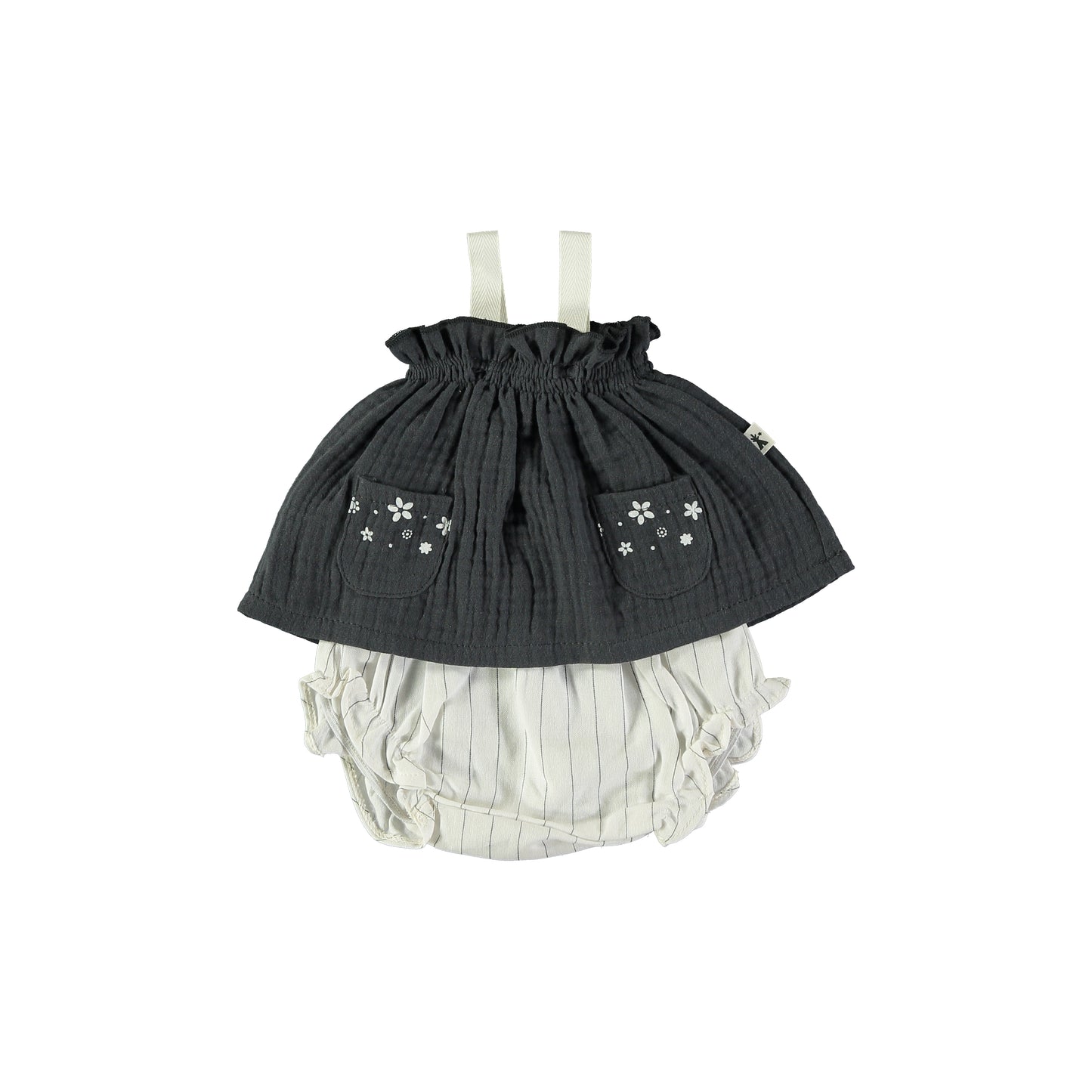 Vestido de tirantes negro con culotte a contraste - PETIT INDI