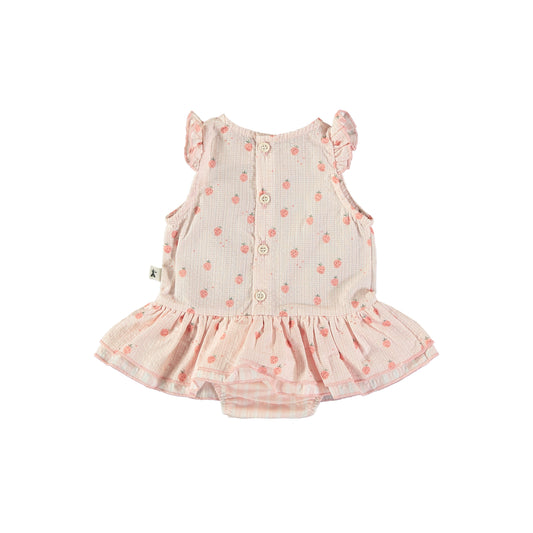 Vestido sin mangas con volante estampado de fresas - PETIT INDI