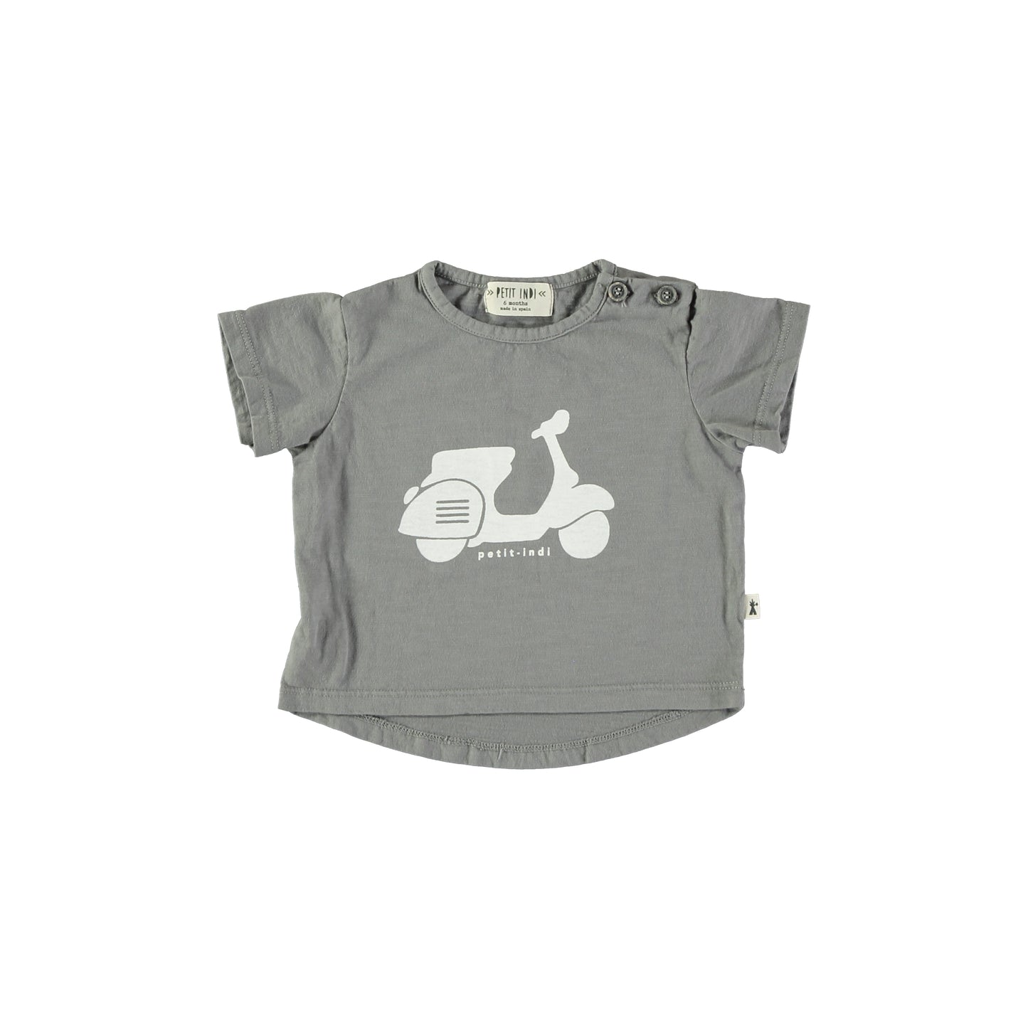 Camiseta gris con estampado moto- PETIT INDI