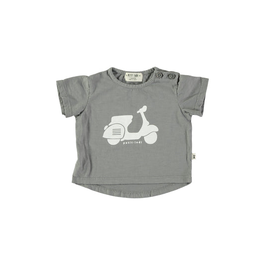 Camiseta gris con estampado moto- PETIT INDI