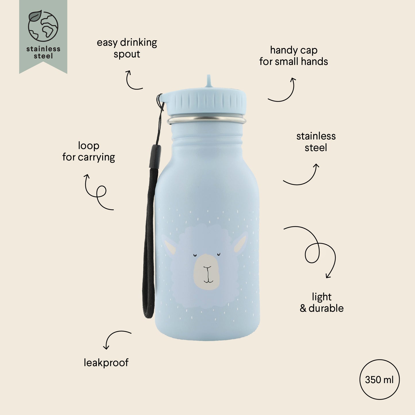 Botella de animales 350ml Alpaca- TRIXIE