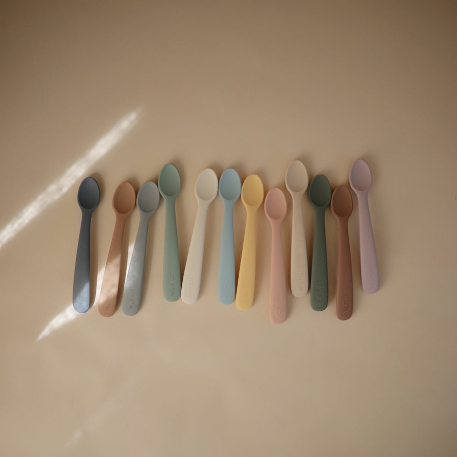 Pack de cucharillas de silicona Piedra y Malva oscuro- MUSHIE