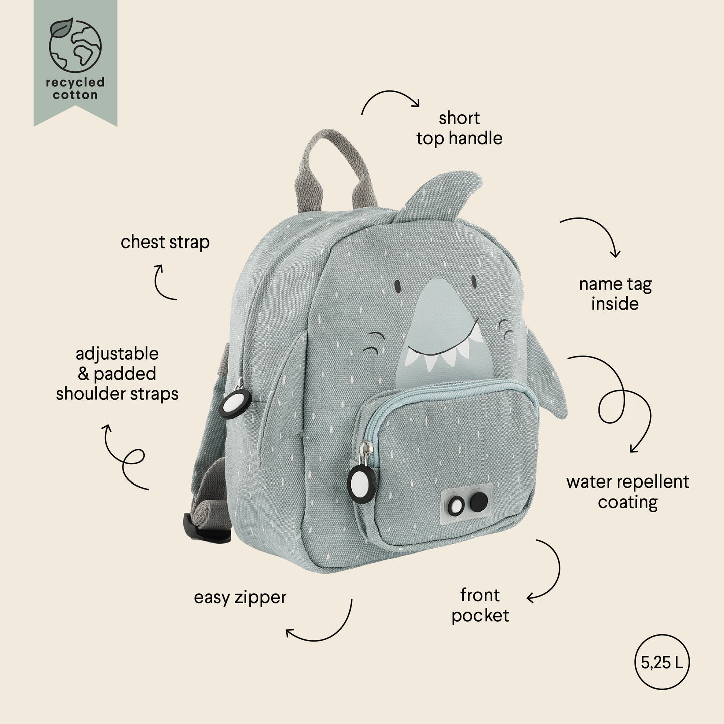 Mochila de animales Pequeña Tiburón- TRIXIE
