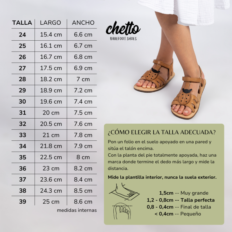 Sandalia Piel Barefoot con velcro Oro Rosado- CHETTO