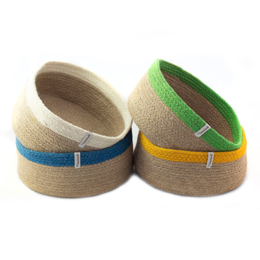 Cesta de Yute Natural Borde Color Verde- The Dida