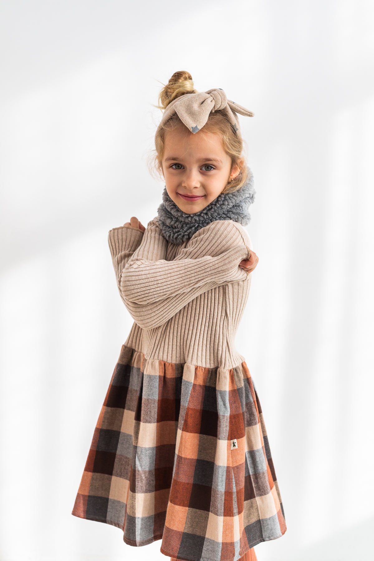 Vestido combinado de cuadros a color- PETIT INDI