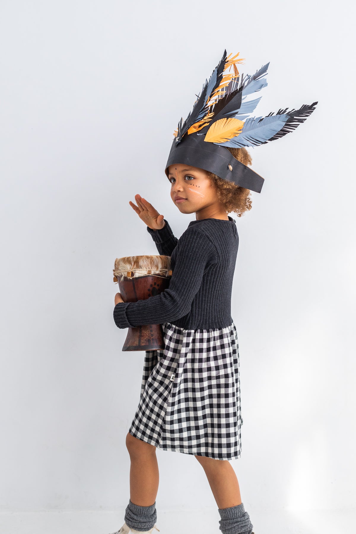 Vestido combinado de cuadros- PETIT INDI