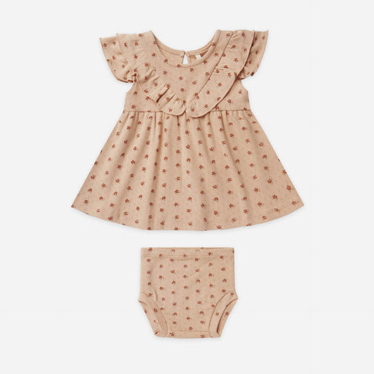 Conjunto vestido de volantes y culotte estampado de flores - Quincy Mae