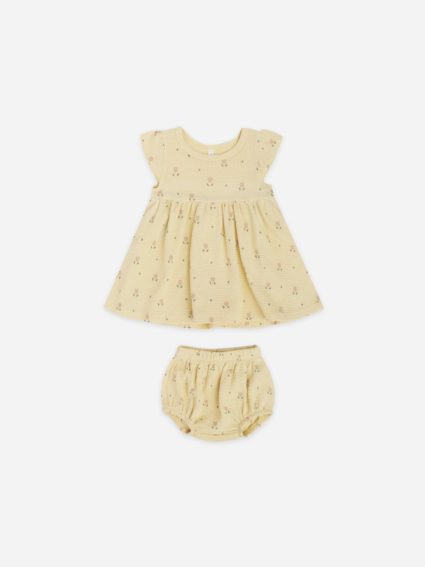 Vestido con culote de waffle y estampado flores- QUINCY MAE