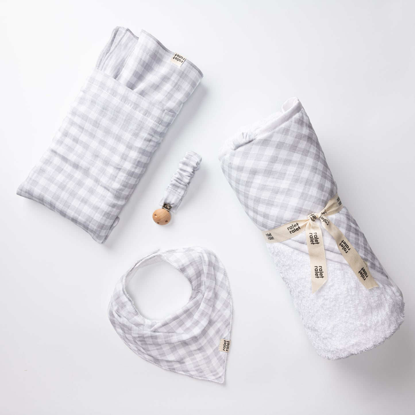 Muselina cuadros vichy gris y blanco- RALET RALET