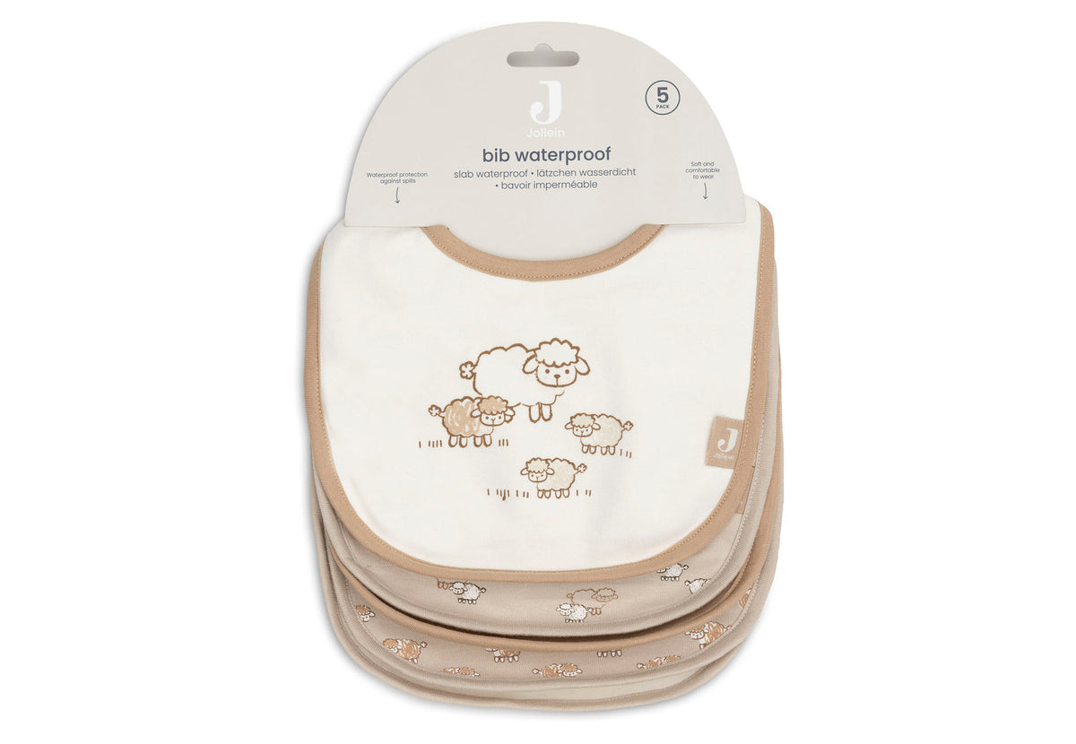 Baberos Waterproof Ovejitas Pack 5- JOLLEIN