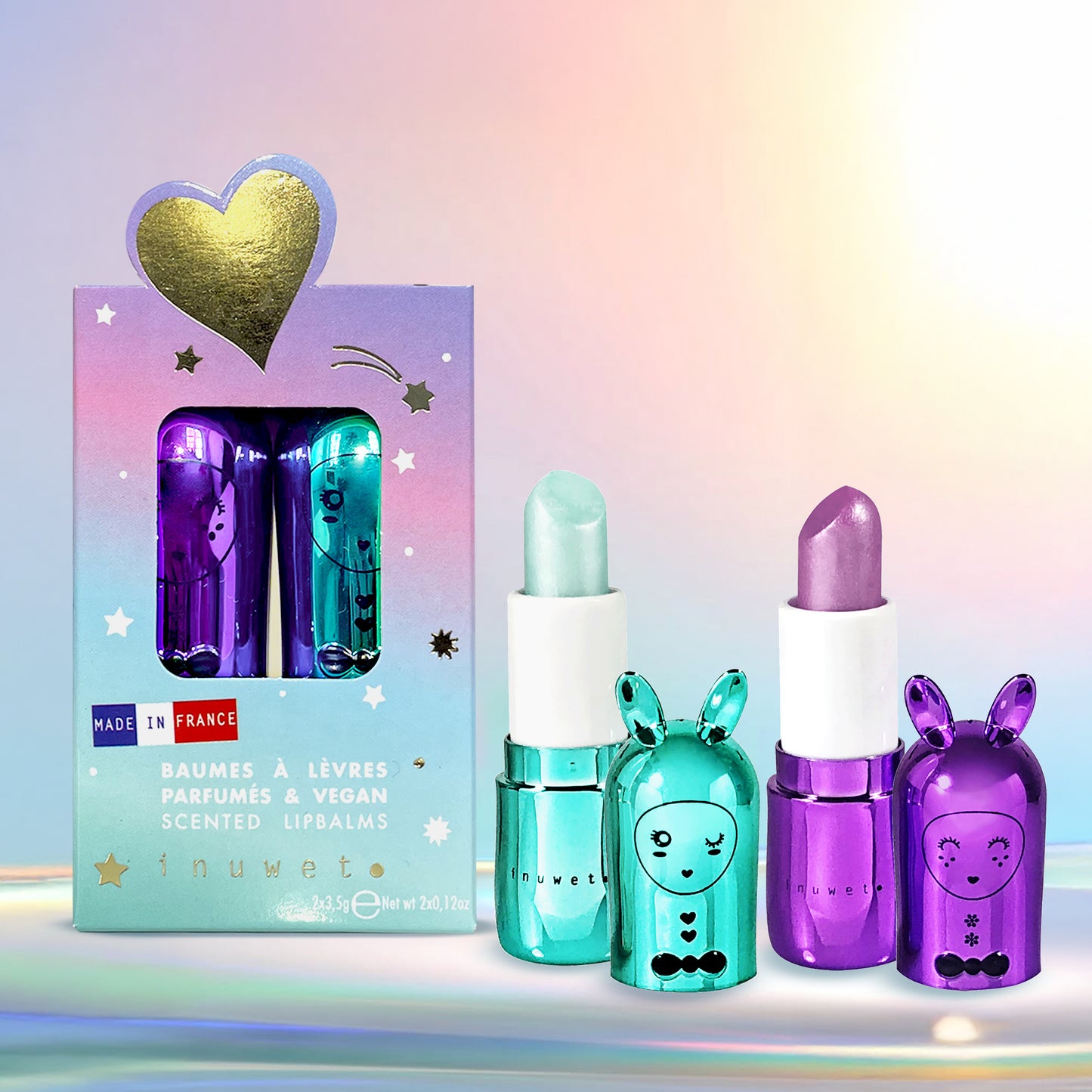 Pack de  2 Bálsamos Labial Noel Rainbow (Cupcake, Grosella Negra) - INUWET